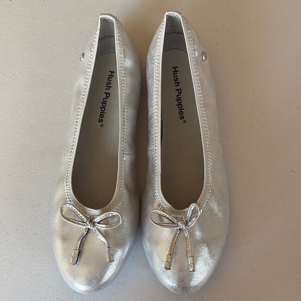 Hush Puppies Metallic Silver Flats
